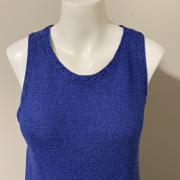 White House Black Market Sleeveless Sweater with Metallic Shine Blue Size L NEW - Picture 5 of 12